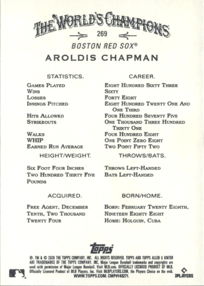 Aroldis Chapman card back
