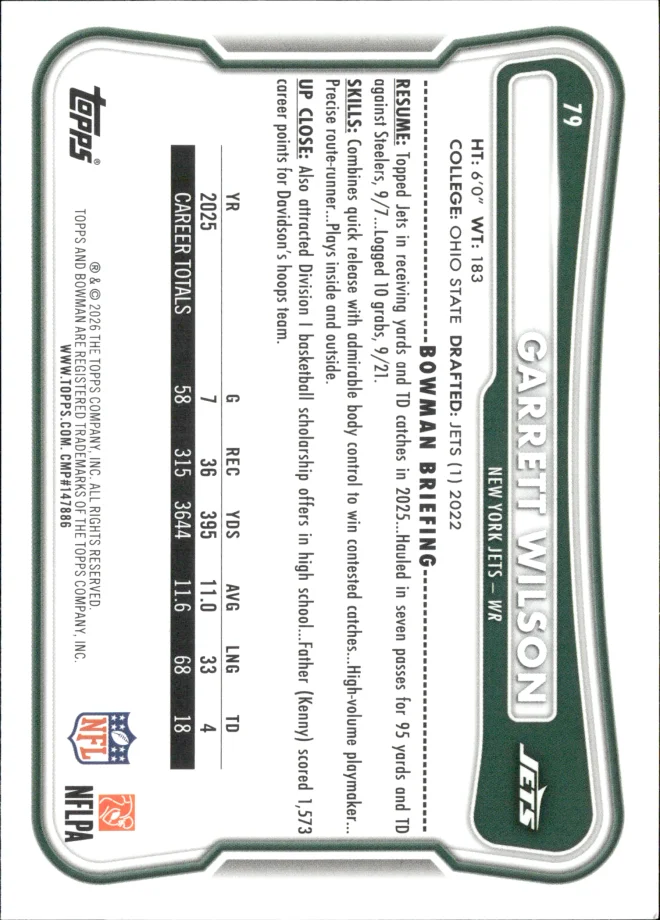 Garrett Wilson card back