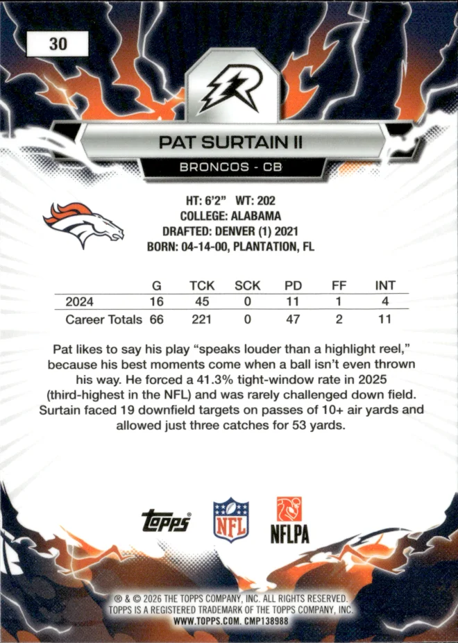 Pat Surtain II card back