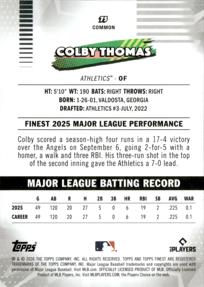 Colby Thomas card back