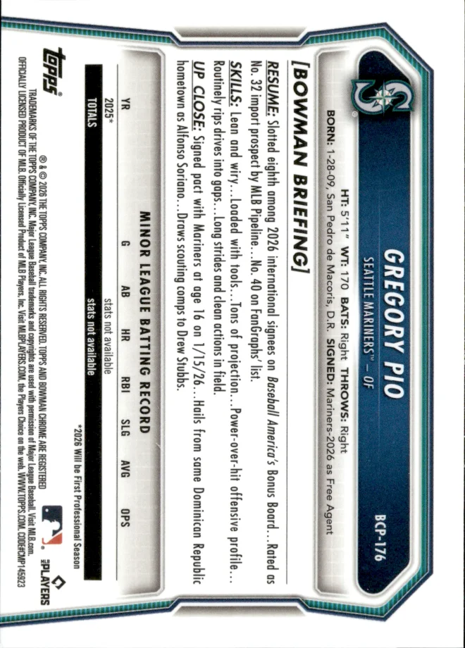 Gregory Pio card back