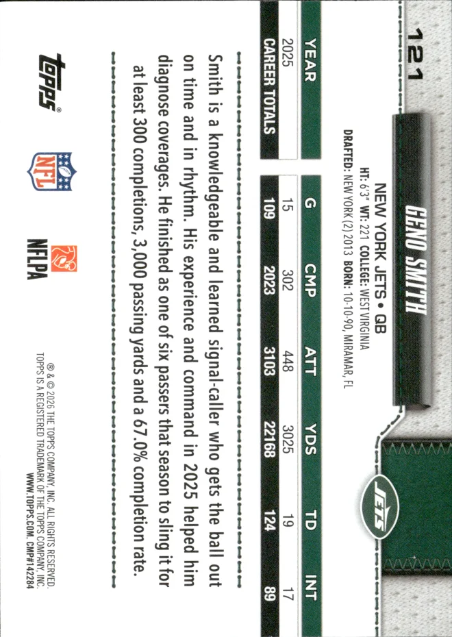 Geno Smith card back