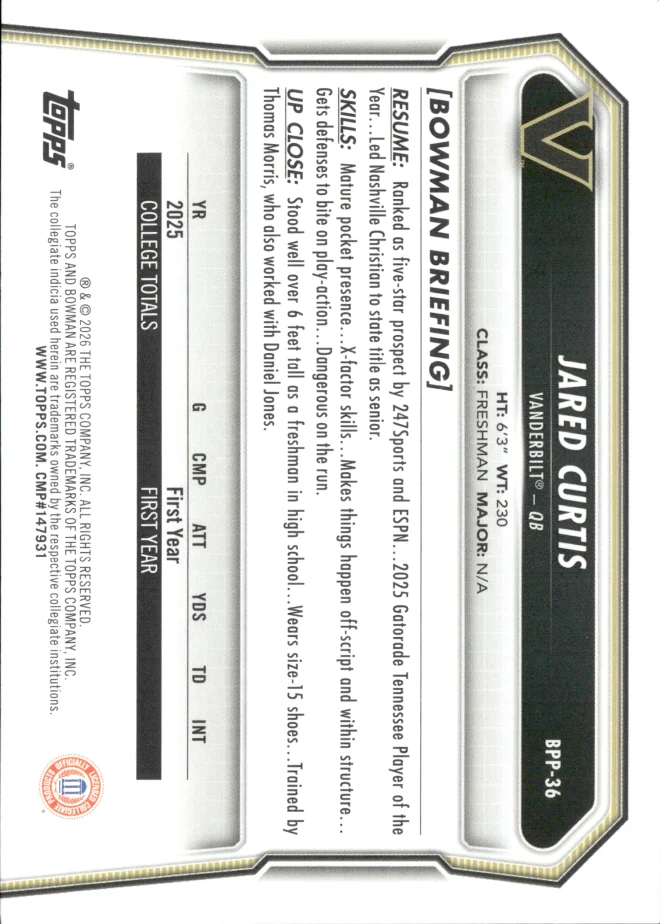 Jared Curtis card back