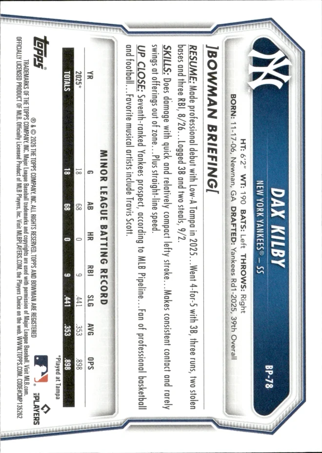 Dax Kilby card back