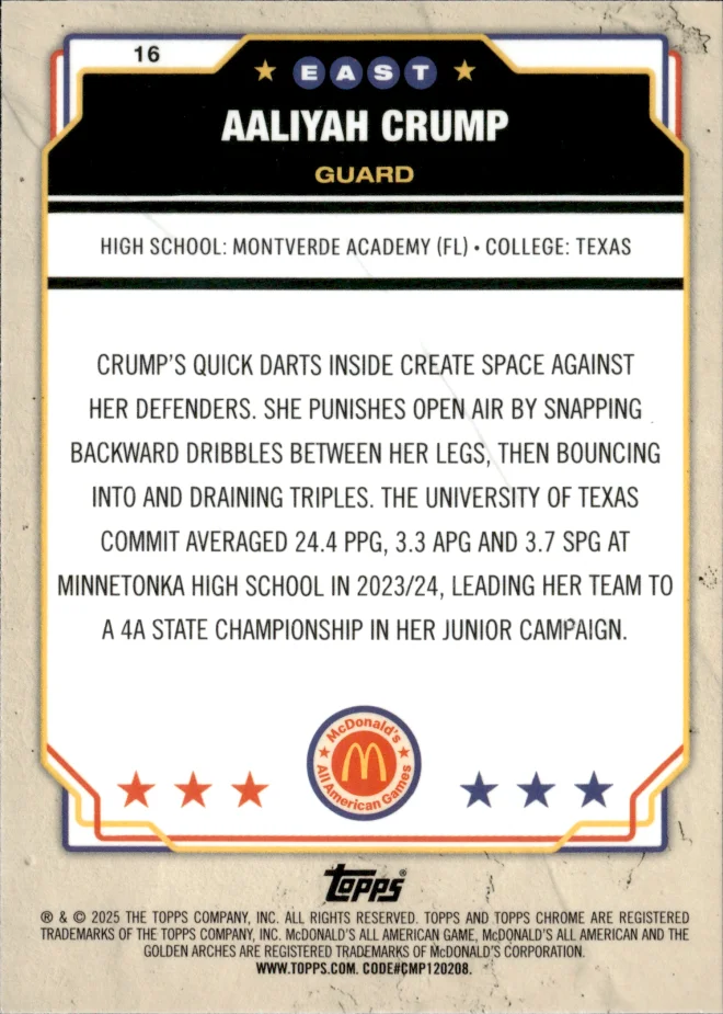 Aaliyah Crump card back