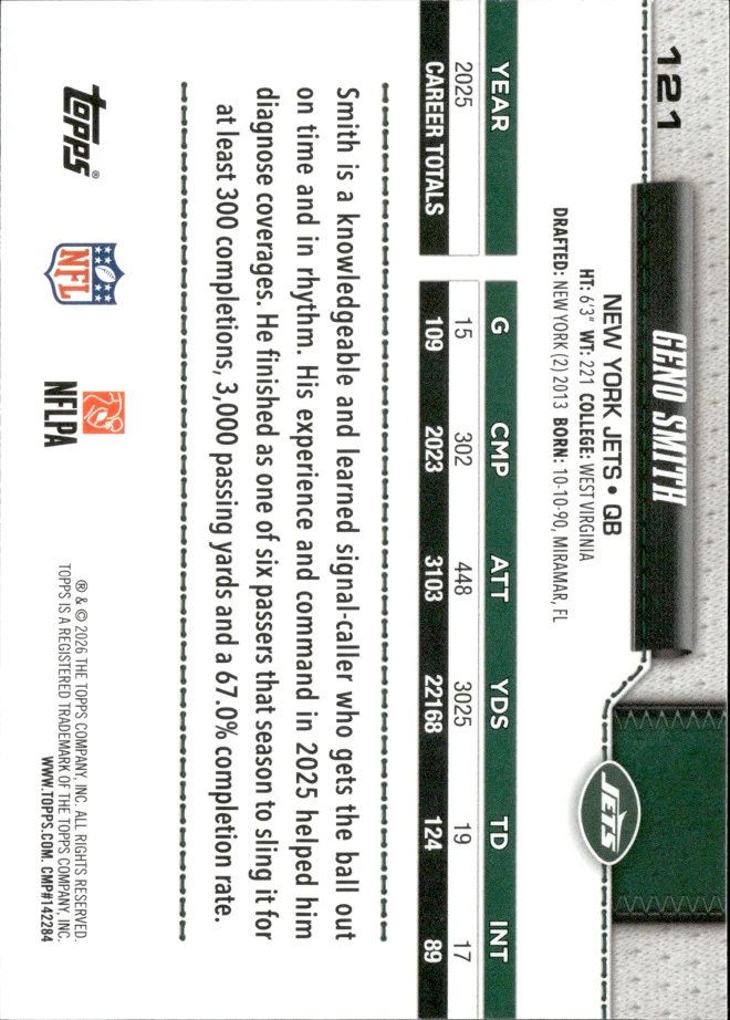 Geno Smith card back