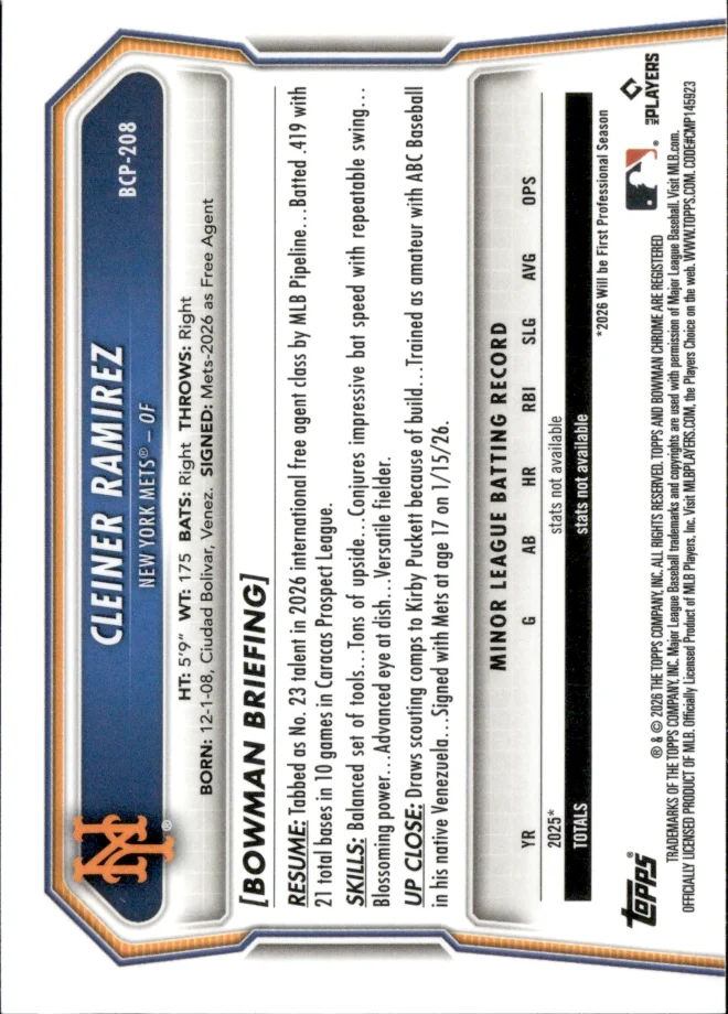 Cleiner Ramirez card back