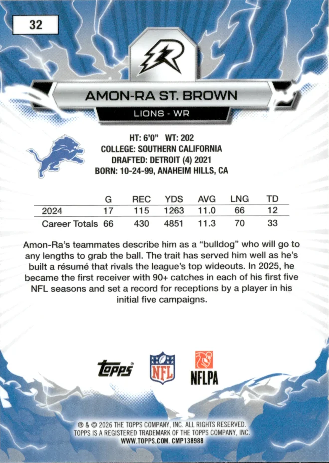 Amon-Ra St. Brown card back