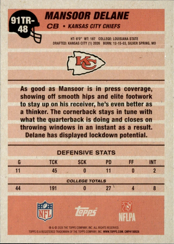 Mansoor Delane card back