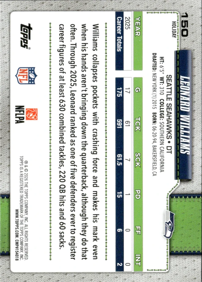 Leonard Williams card back