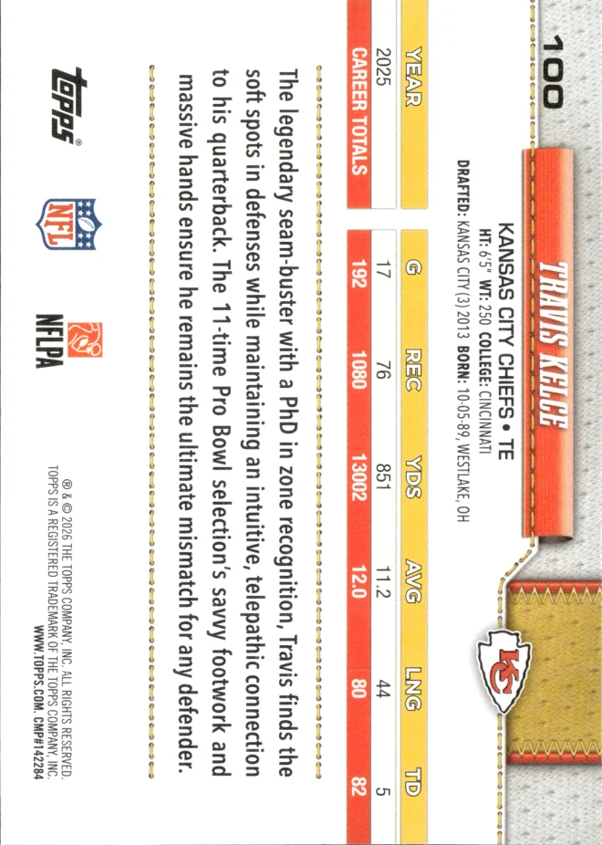 Travis Kelce card back