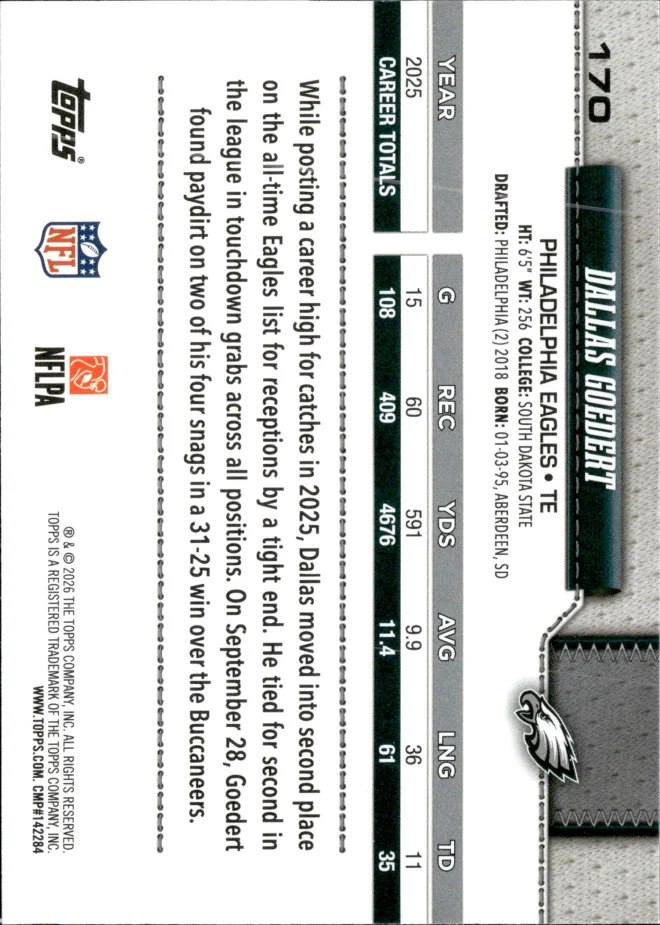 Dallas Goedert card back