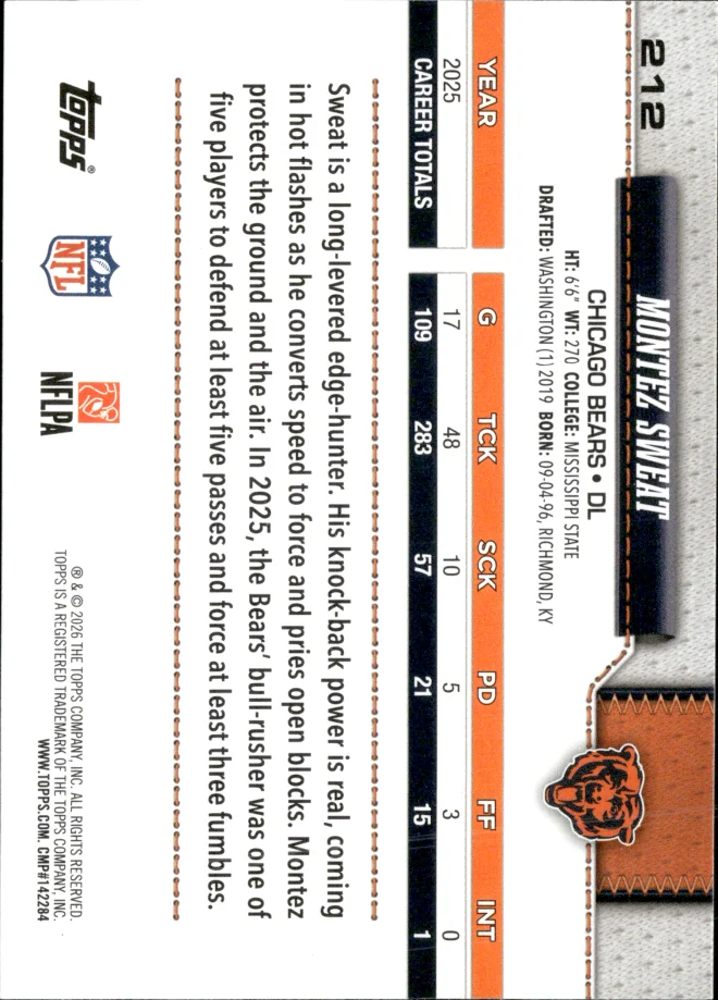 Montez Sweat card back