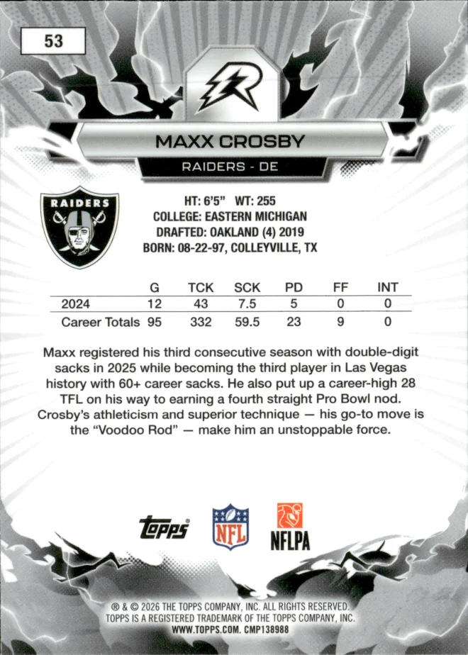 Maxx Crosby card back