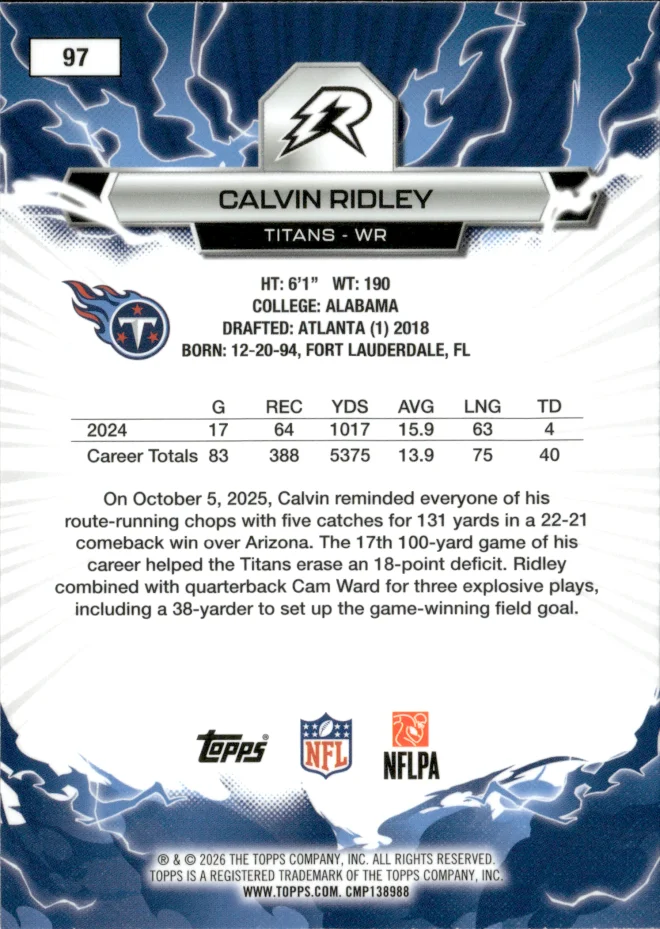 Calvin Ridley card back