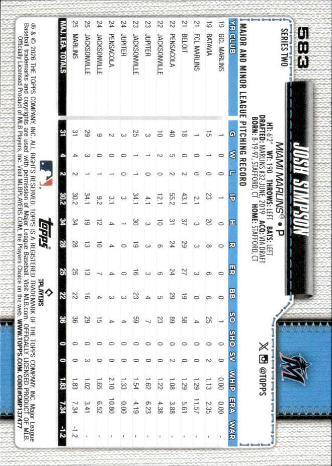 Josh Simpson card back