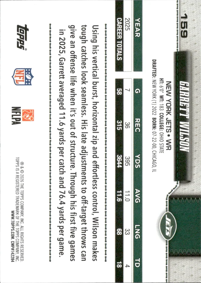 Garrett Wilson card back