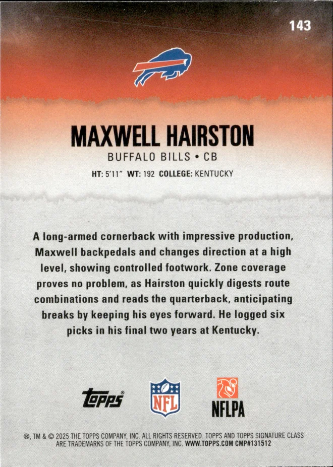 Maxwell Hairston card back