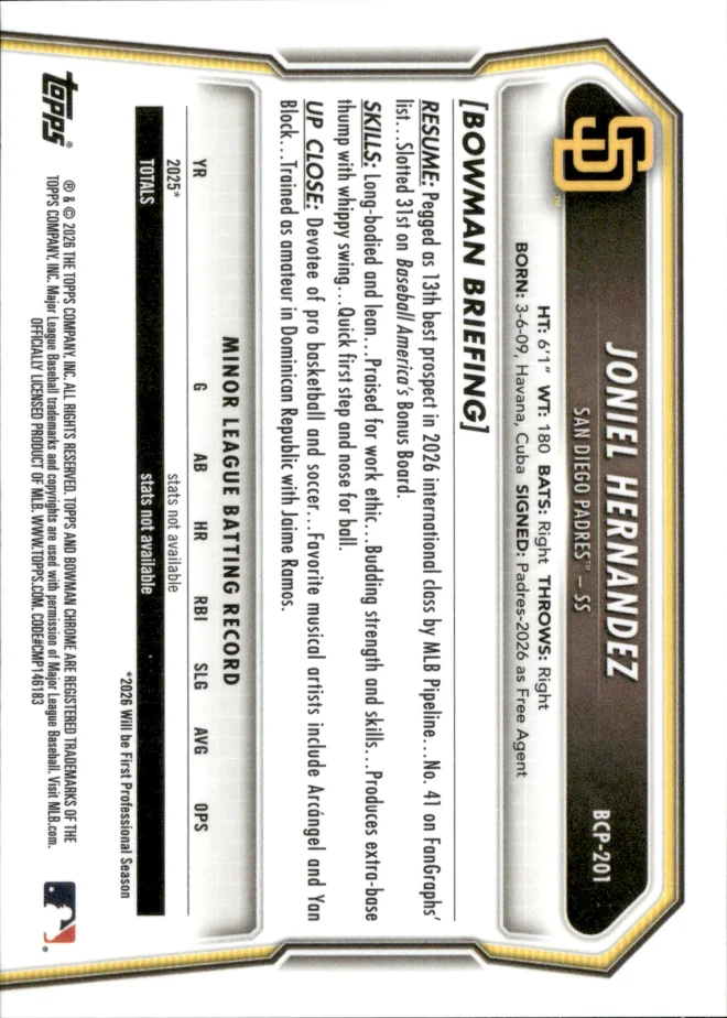 Joniel Hernandez card back
