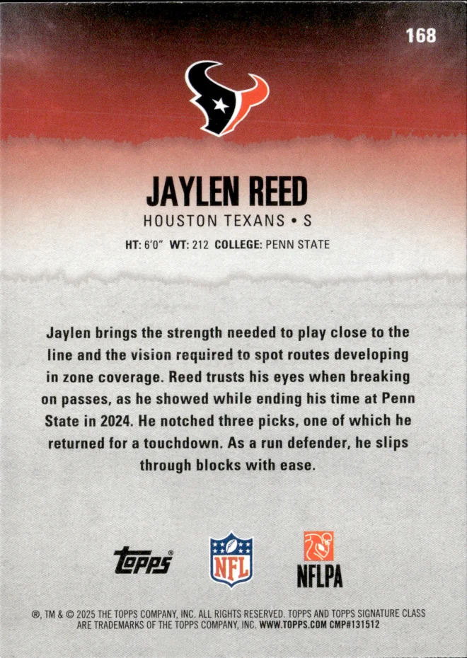 Jaylen Reed card back