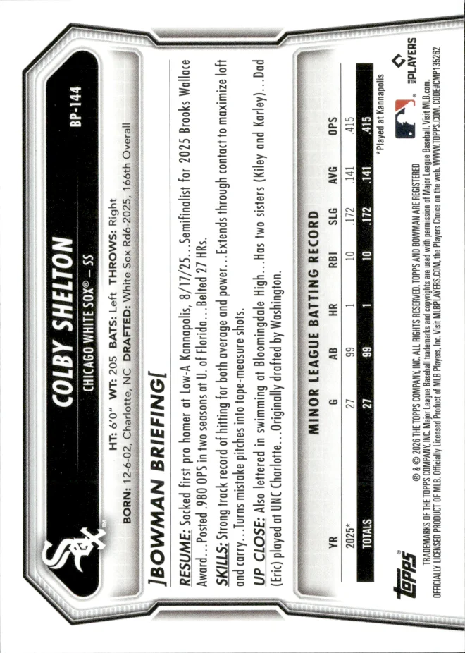 Colby Shelton card back