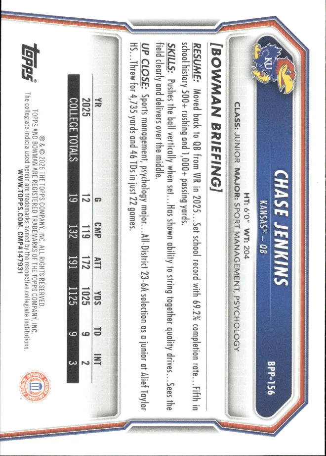 Chase Jenkins card back