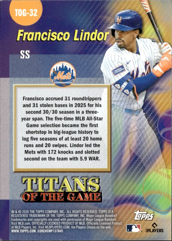 Francisco Lindor card back