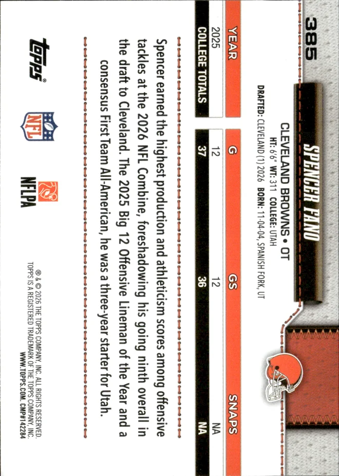 Spencer Fano card back
