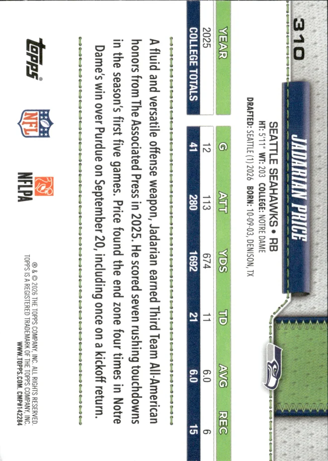 Jadarian Price card back