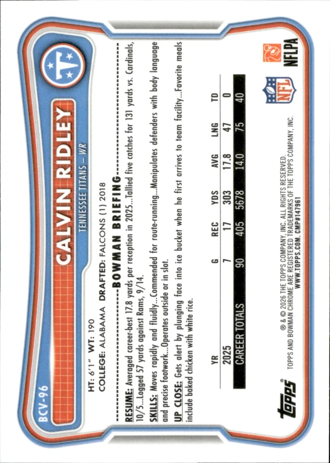 Calvin Ridley card back