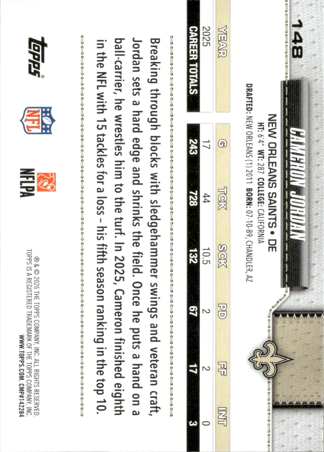 Cameron Jordan card back