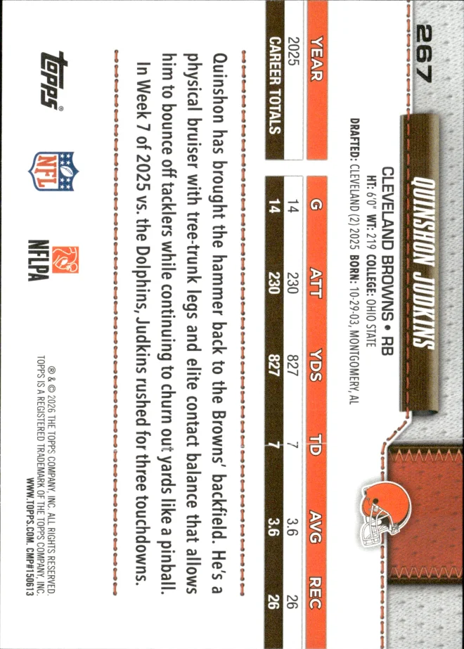 Quinshon Judkins card back