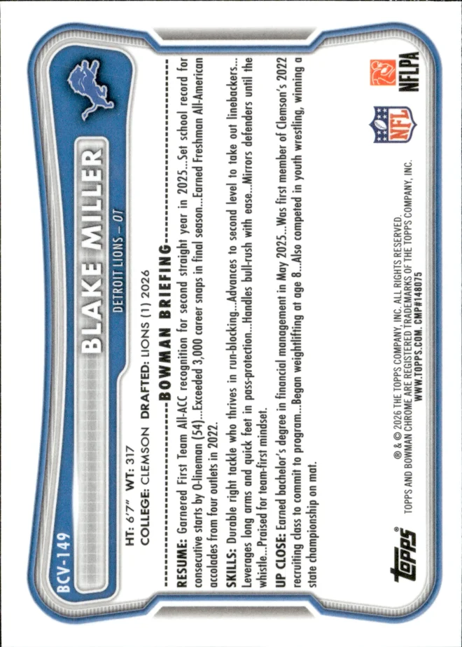 Blake Miller card back
