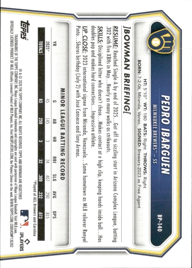 Pedro Ibarguen card back