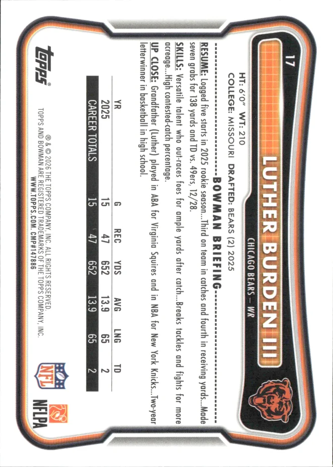 Luther Burden III card back
