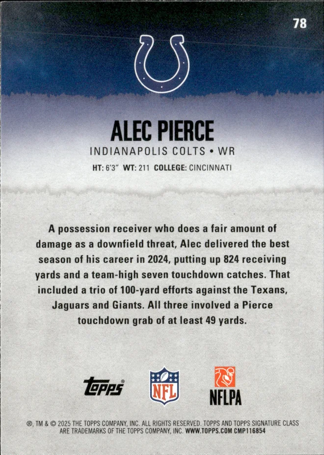 Alec Pierce card back