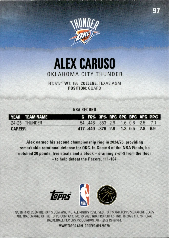Alex Caruso card back