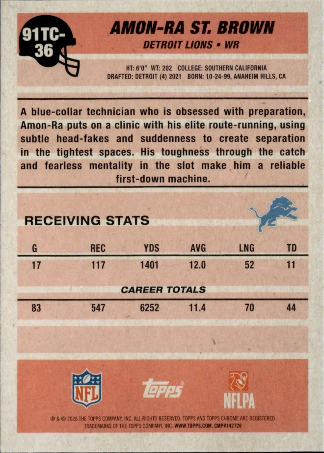 Amon-Ra St. Brown card back