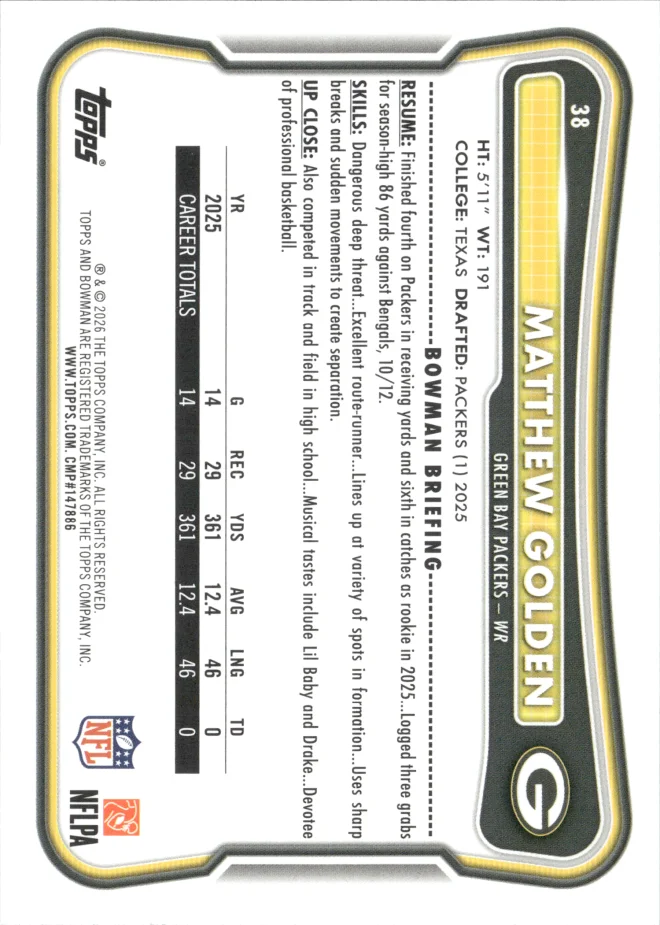 Matthew Golden card back