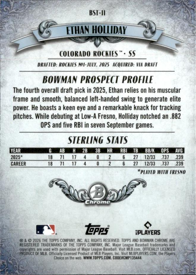 Ethan Holliday card back