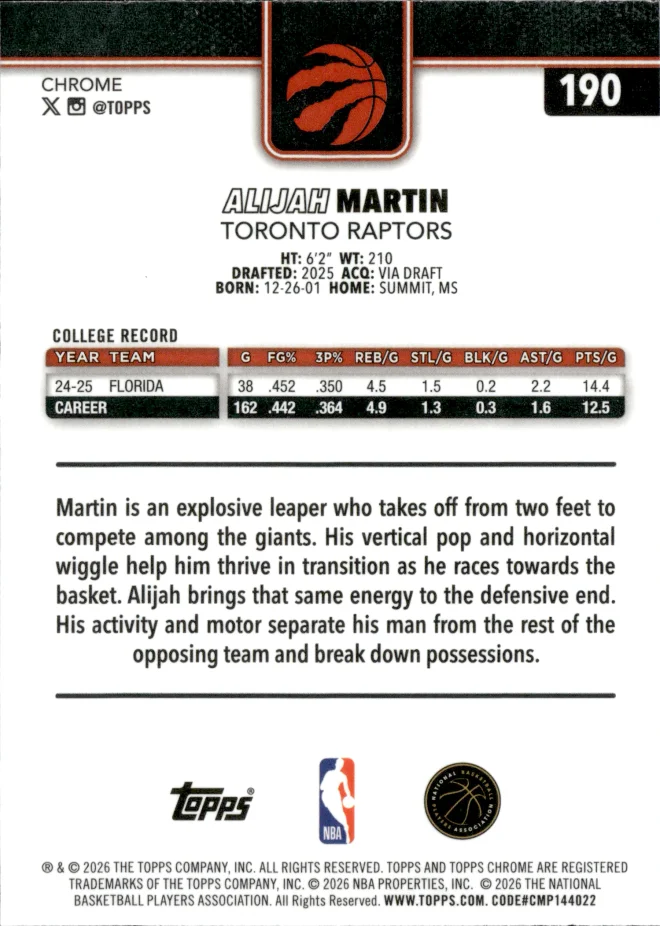 Alijah Martin card back