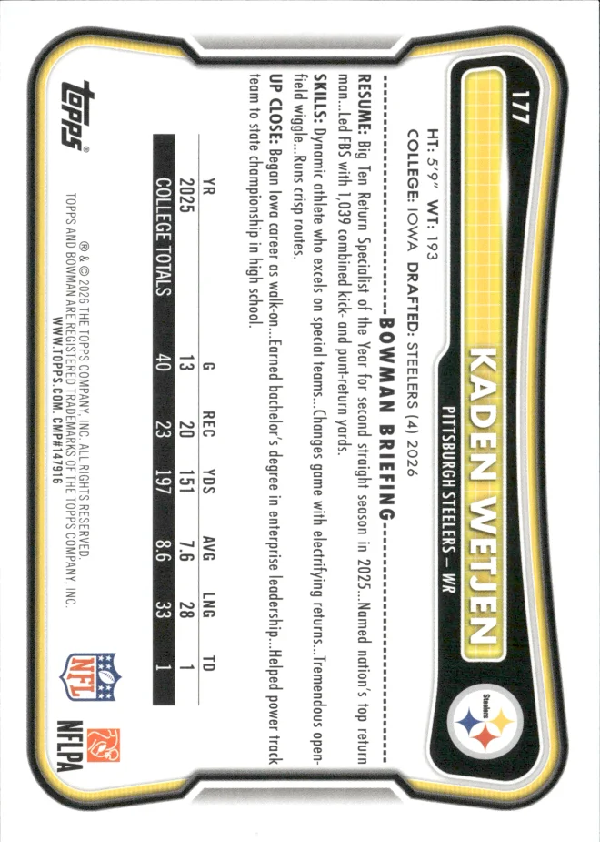 Kaden Wetjen card back