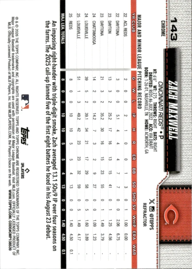 Zach Maxwell card back