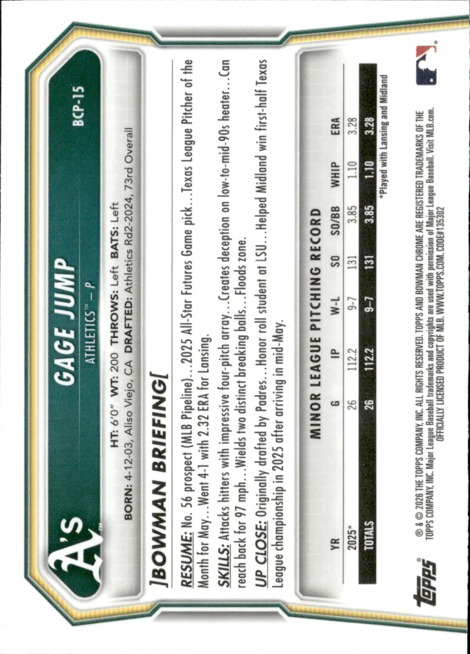 Gage Jump card back