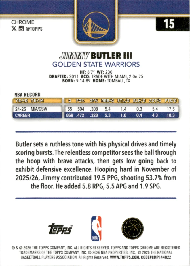 Jimmy Butler III card back