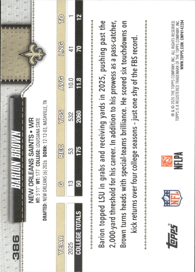 Barion Brown card back