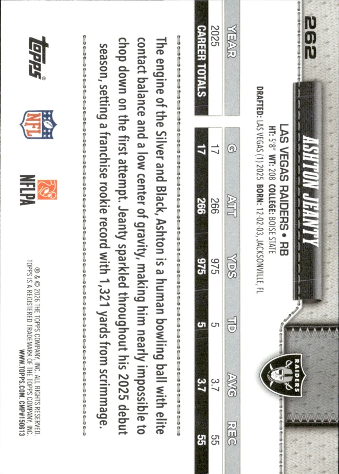 Ashton Jeanty card back
