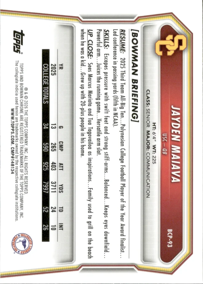Jayden Maiava card back