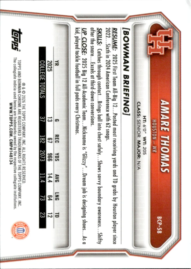 Amare Thomas card back