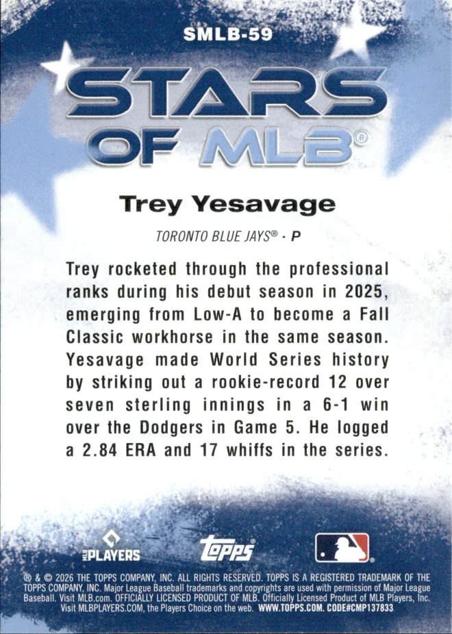 Trey Yesavage card back